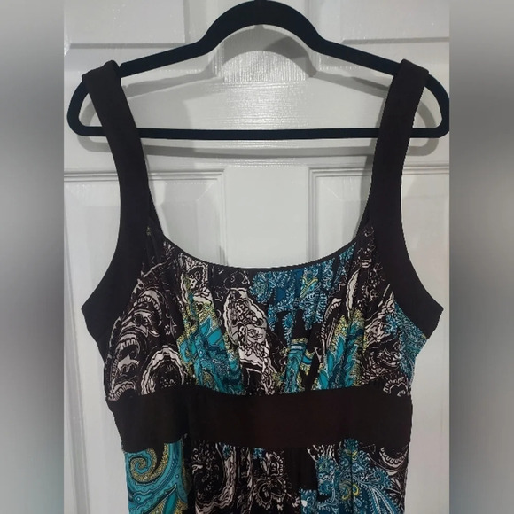 Bisou Bisou Brown, Green and Blue Paisley Print Maxi Dress in Size 20W - Picture 3 of 5